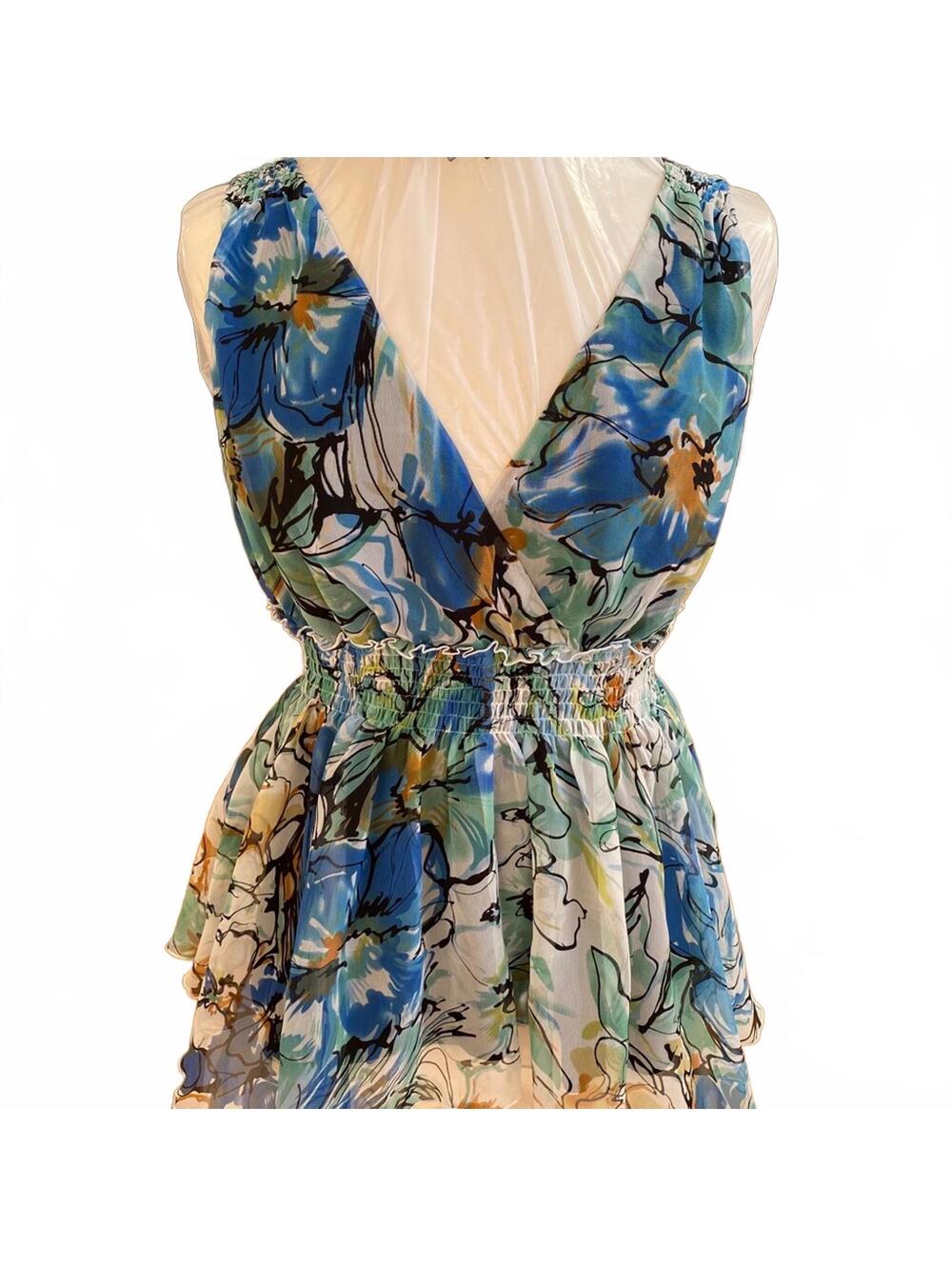 Jonathan Martin Floral Print Sleeveless Summer Mini Dress/ Blouse Size Medium